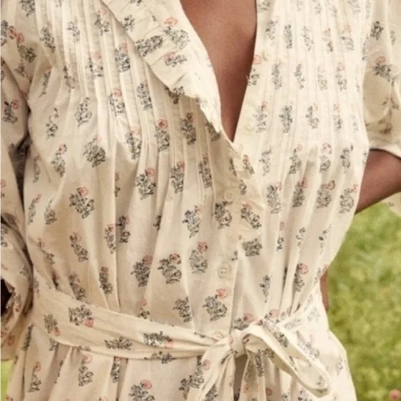 Doen Floral Long Sleeve Dress - Cream and Pink - Picture 11 of 14